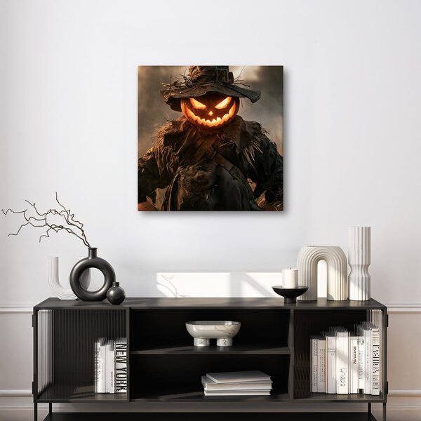 Obraz hořící halloweenský strašák v poli