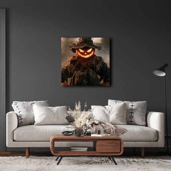 Obraz hořící halloweenský strašák v poli