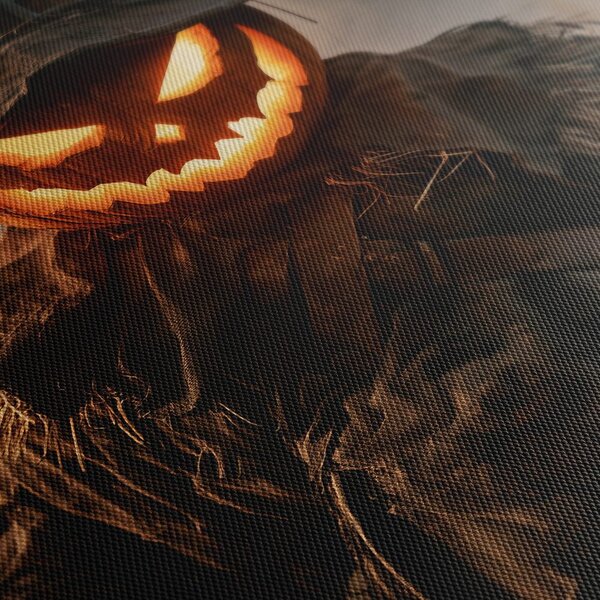 Obraz hořící halloweenský strašák v poli