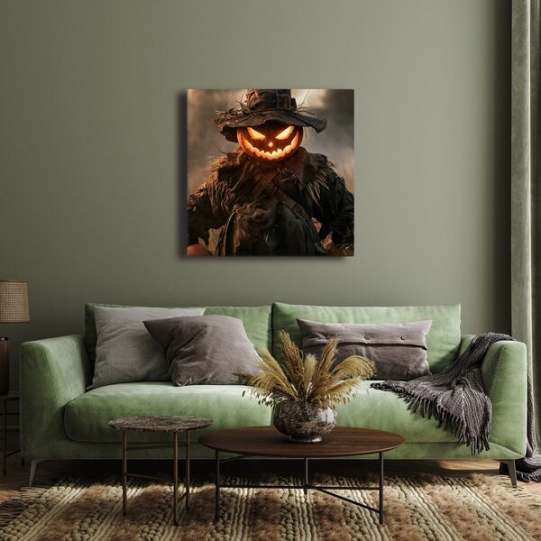 Obraz hořící halloweenský strašák v poli