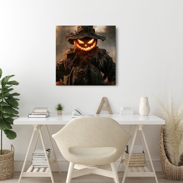 Obraz hořící halloweenský strašák v poli