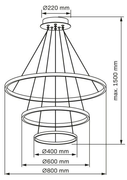 LED Lustr na lanku LEA LED/60W/230V 4000K pr. 80 cm černá