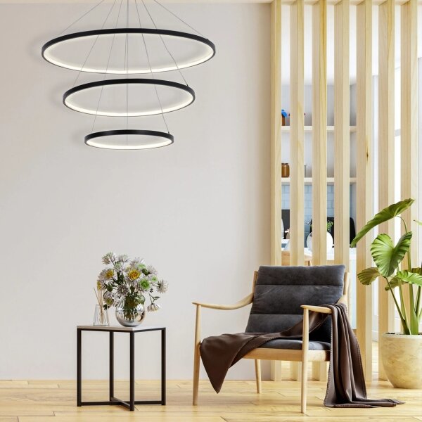 LED Lustr na lanku LEA LED/60W/230V 4000K pr. 80 cm černá