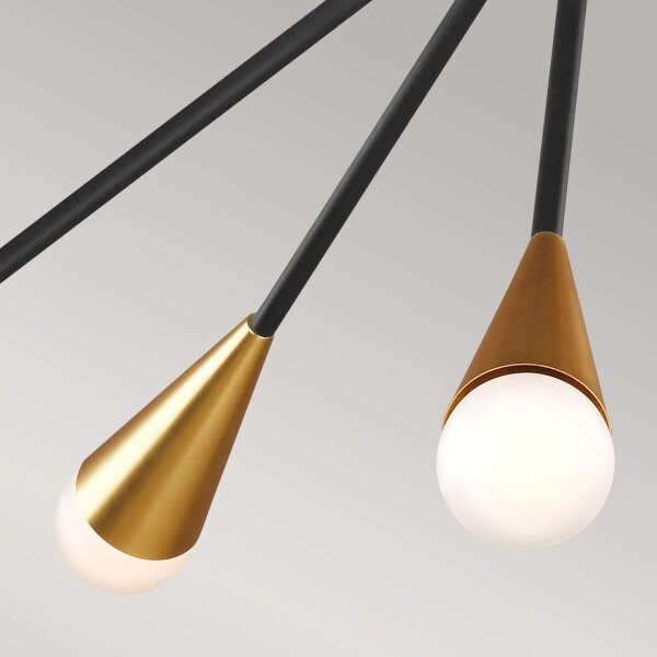 Feiss FE-JAX10-MB - LED Lustr na tyči JAX 10xG9/3W/230V černá/zlatá