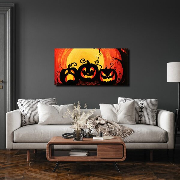 Obraz strašidelné dýně pod měsícem