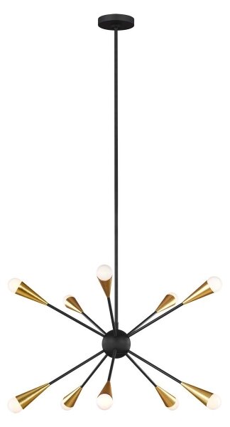 Feiss FE-JAX10-MB - LED Lustr na tyči JAX 10xG9/3W/230V černá/zlatá