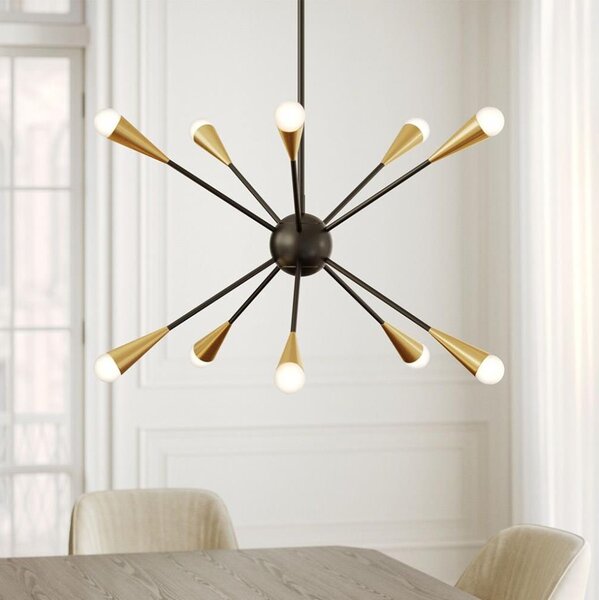 Feiss FE-JAX10-MB - LED Lustr na tyči JAX 10xG9/3W/230V černá/zlatá