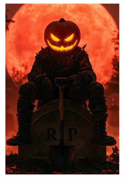 Obraz halloweenský děs pod rudým měsícem