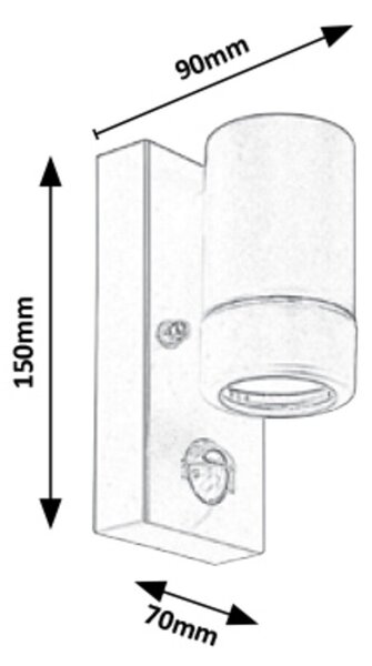 Rabalux MEDINA venkovní nástěnné svítidlo se senzorem 1xGU10/10W/230V černá IP44