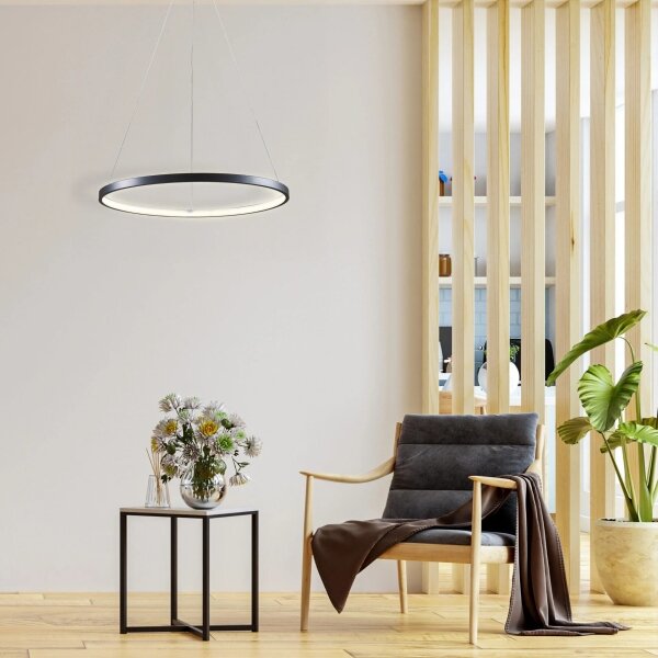 LED Lustr na lanku LEA LED/20W/230V 4000K pr. 50 cm černá