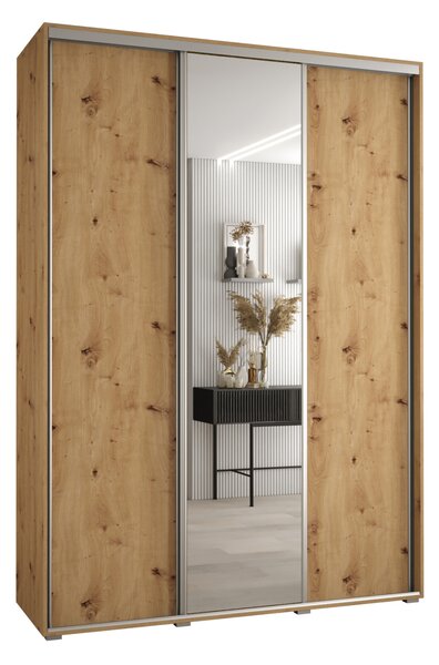 Šatní skříň YVONA 3 - 170/45 cm, dub artisan / stříbrná