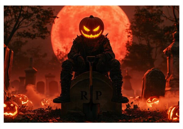 Obraz dýňový strážce hřbitovní noci