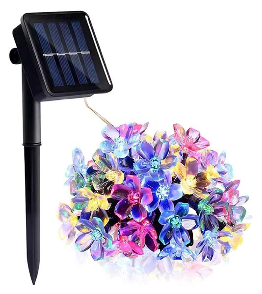 LED RGB Solární řetěz 50xLED/0,12W/1,2V 1xAA IP44 600 mAh