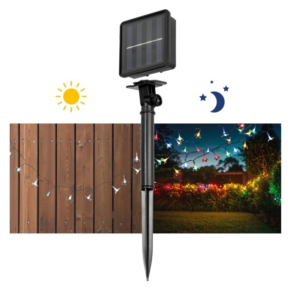 LED RGB Solární řetěz 50xLED/0,12W/1,2V 1xAA IP44 600 mAh
