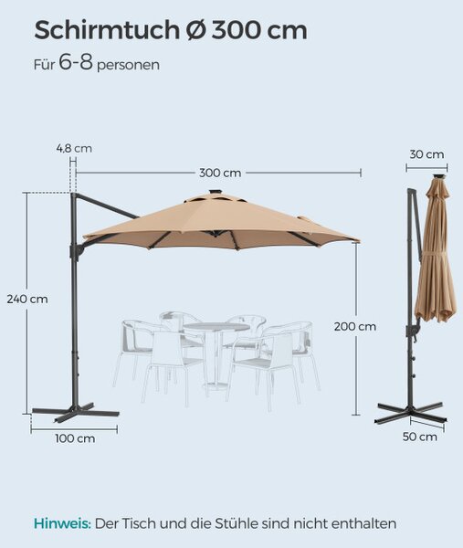 Zahradní slunečník s LED osvětlením GPU047K11