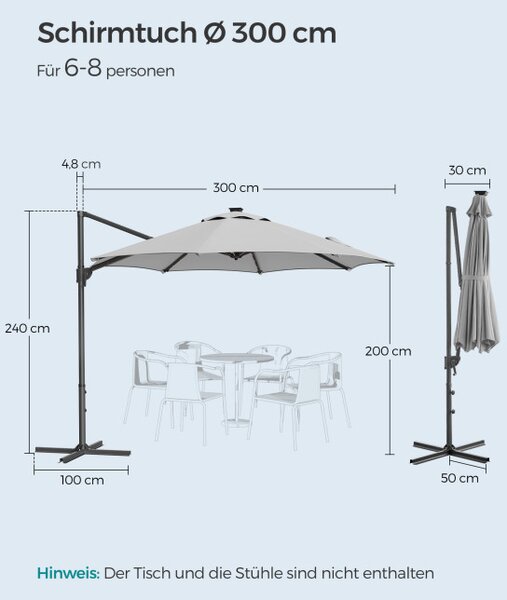 Zahradní slunečník s LED osvětlením GPU047G11