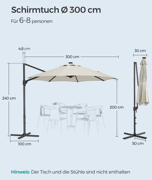Zahradní slunečník s LED osvětlením GPU047Y11