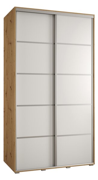 Šatní skříň ASIRI 4 - 130/60 cm, dub artisan / bílá / stříbrná