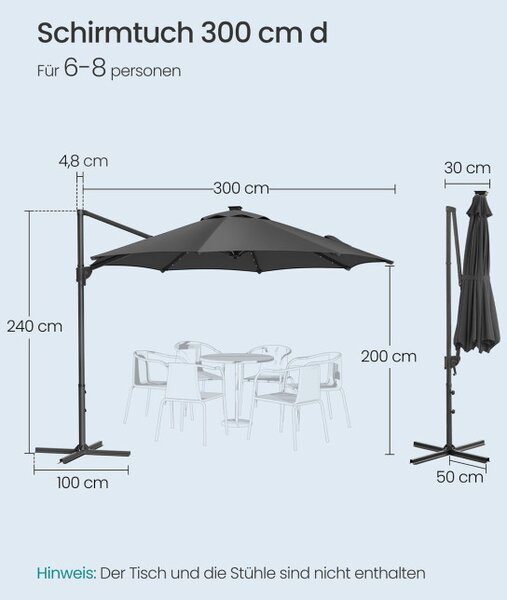 Zahradní slunečník s LED osvětlením GPU047G02