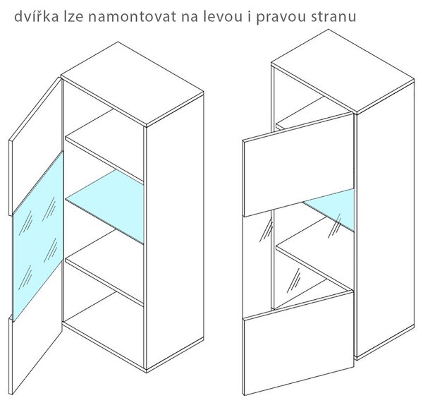 CALABRINI b | závěsná vitrína | 45 cm | bílá lesk