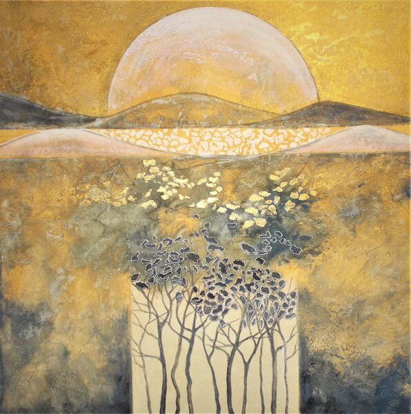 Ručně malovaný obraz od Zdena Zoorová - "Ve stínu slunce", rozměr: 100 x 100 cm