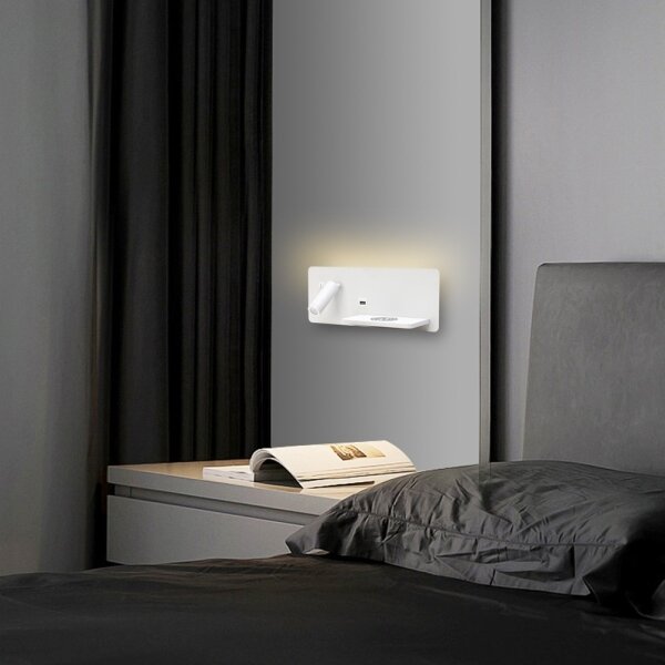 Immax 08285L-LED Nástěnné svít. s pol., USB a bezdr. nab. LED/3W/230V + LED/3W