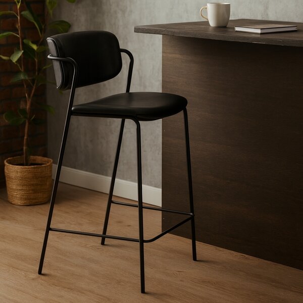 ​​​​​Dan-Form Černá koženková barová židle DAN-FORM Zed 67 cm