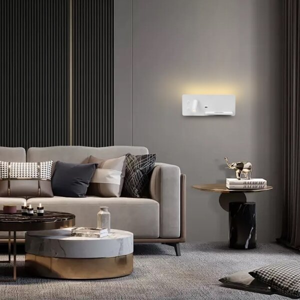 Immax 08285L-LED Nástěnné svít. s pol., USB a bezdr. nab. LED/3W/230V + LED/3W