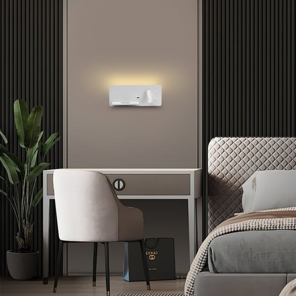 Immax 08286L-LED Nástěnné svít. s pol., USB a bezdr. nab. LED/3W/230V + LED/3W