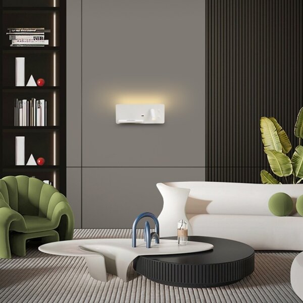 Immax 08286L-LED Nástěnné svít. s pol., USB a bezdr. nab. LED/3W/230V + LED/3W