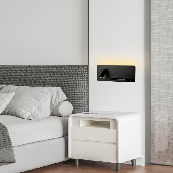 Immax 08287L-LED Nástěnné svít. s pol., USB a bezdr. nab. LED/3W/230V + LED/3W