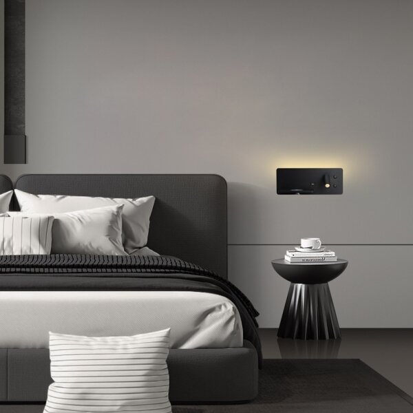 Immax 08288L-LED Nástěnné svít. s pol., USB a bezdr. nab. LED/3W/230V + LED/3W