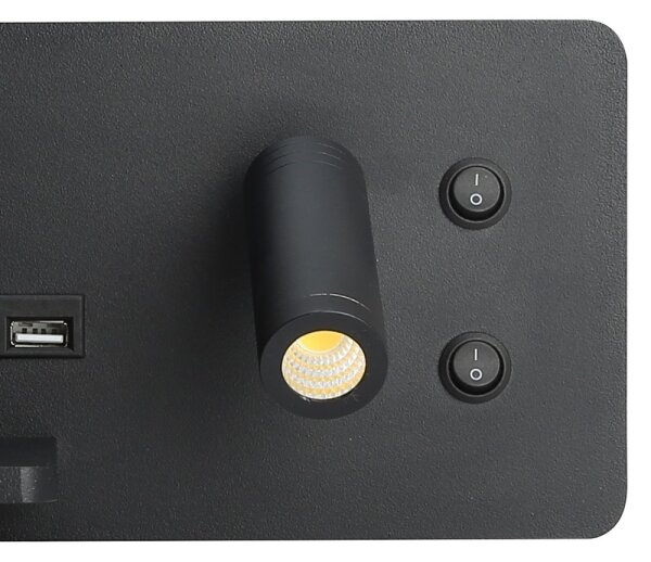 Immax 08288L-LED Nástěnné svít. s pol., USB a bezdr. nab. LED/3W/230V + LED/3W