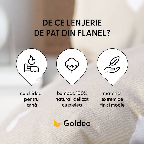 Goldea flanelové povlečení - srdíčka na latte 140 x 220 a 70 x 90 cm
