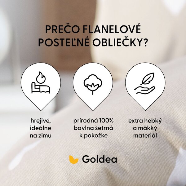 Goldea flanelové povlečení - srdíčka na latte 140 x 220 a 70 x 90 cm