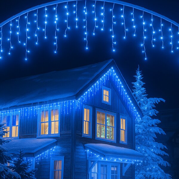 Vánoční světýlka LED záclona FLASH modrá 300 LED