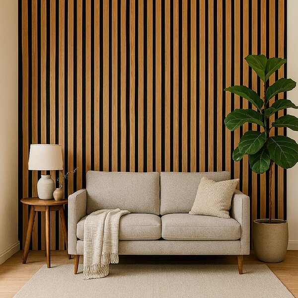 3D Dřevěné lamely na zeď na filci 255x46cm - Dub SLUNEČNÍ