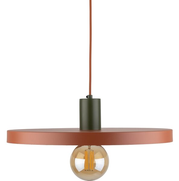 Lustr na lanku SILA 1xE27/15W/230V pr. 40 cm cihlová/zelená