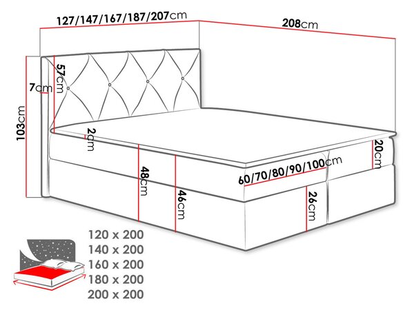 Manželská postel 180 cm Blanchet (světlobéžová)