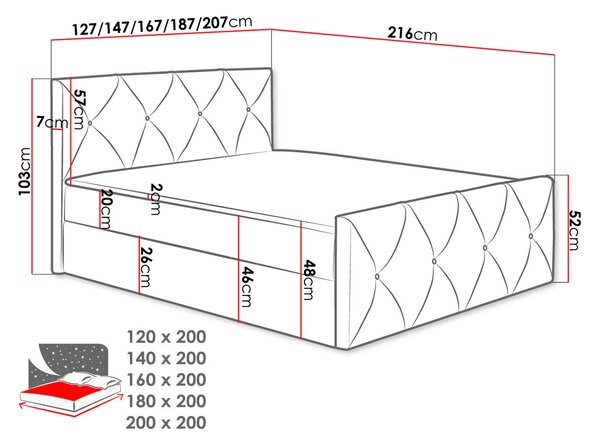 Manželská postel 160cm Blanchet (světlobéžová)