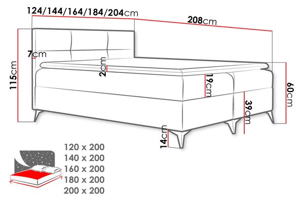 Manželská postel 160cm Despedira (červená)