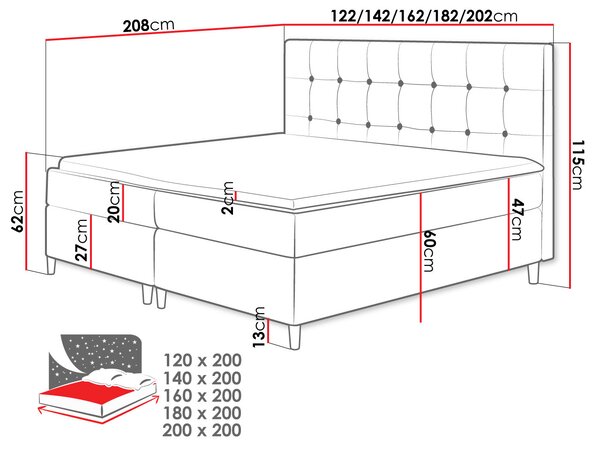 Manželská postel 140cm Citar (světlobéžová)