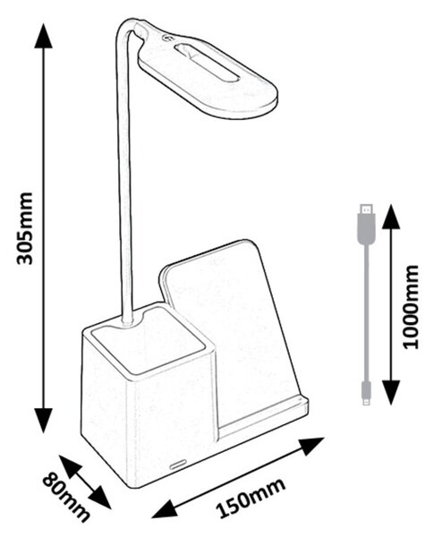 Rabalux CERIE LED Stmívatelná stolní lampa s nabíjením QI LED/4W/5V 3000/4000/6500K bílá