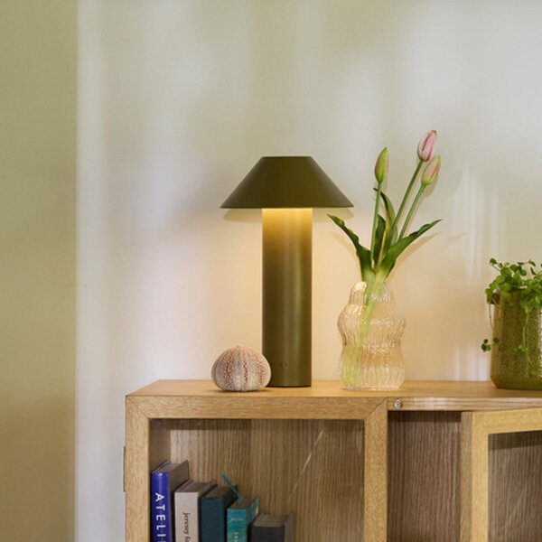 Stolní lampa Hübsch, Tower, stmívatelné, Zelená, Obývací pokoj, Kov, Moderní
