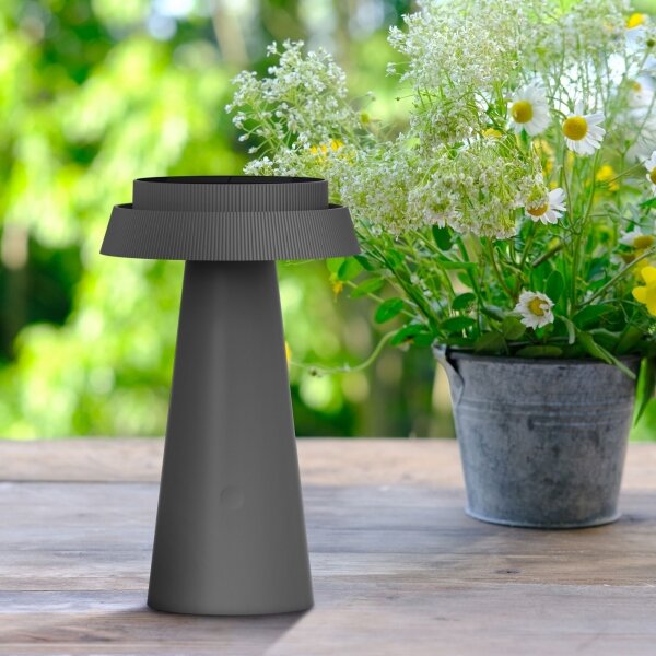 LED Solární lampa MARAKESZ LED/3,7V USB 3600 mAh 1800/2700/3000K IP54 šedá