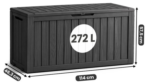 Zahradní úložný box černý 272 L