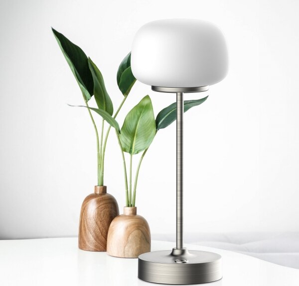 LED Stmívatelná dotyková stolní lampa RIMINI LED/2W/5V USB 2000 mAh chrom/bílá