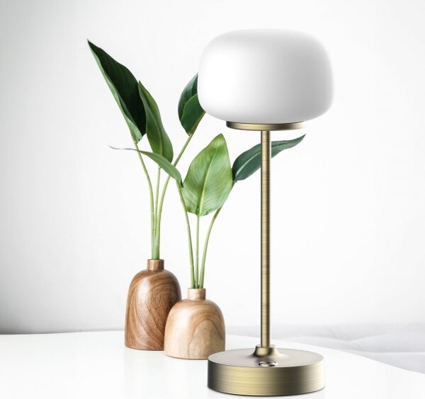 LED Stmívatelná dotyková stolní lampa RIMINI LED/2W/5V USB 2000 mAh zlatá/bílá