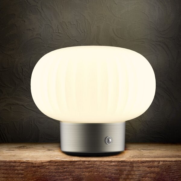 LED Stmívatelná dotyková stolní lampa LATTE LED/1,8W/5V USB 2000 mAh chrom/bílá