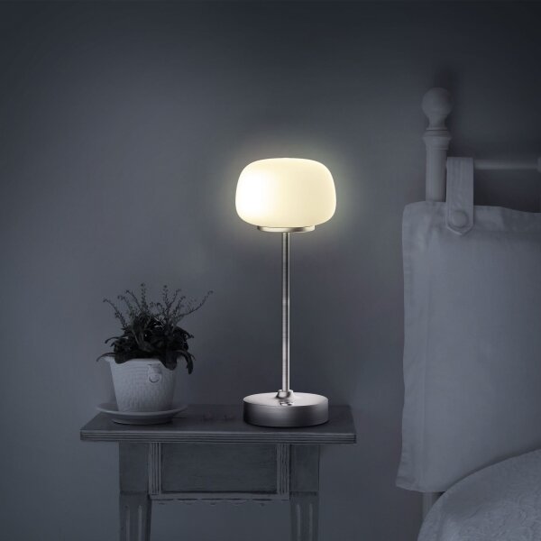 LED Stmívatelná dotyková stolní lampa RIMINI LED/2W/5V USB 2000 mAh chrom/bílá
